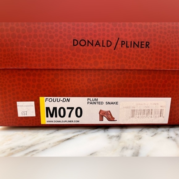 NEW! Donald Pliner Plum Purple Snake Fouu Leather Shooties Heeled Sandal Size 7 - Picture 12 of 13